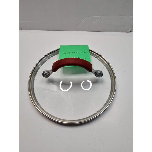Glass Pot Lid With Red Handle 7" Inner Lip 7.5" Outer Edge - Picture 4 of 5
